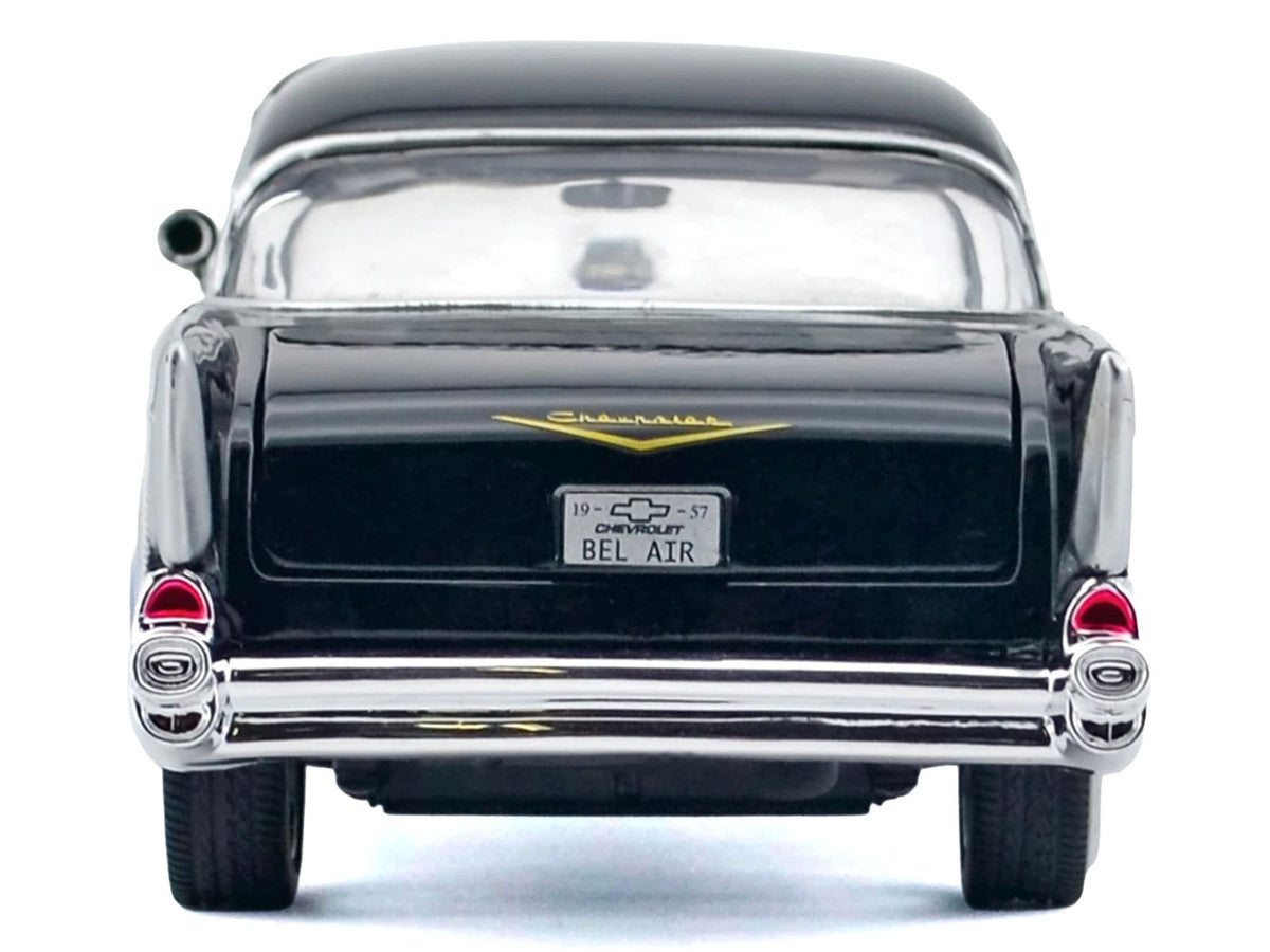 1957 Chevrolet Bel Air Black with Blue Flame Graphics "Kult Klassics" Series 1/24 Diecast Model Car by Motormax LuxuryLifeWay Online Store