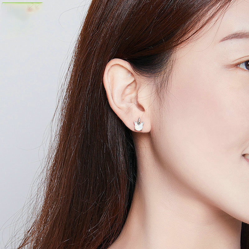 Opal unicorn s925 silver earrings LadyShow.Store