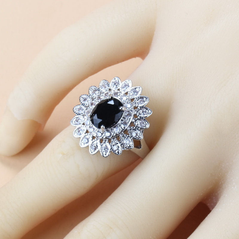 Garnet Cubic Zirconia Earrings Pendant Necklace Bracelet Ring Gift 4 PCs Set LadyShow.Store