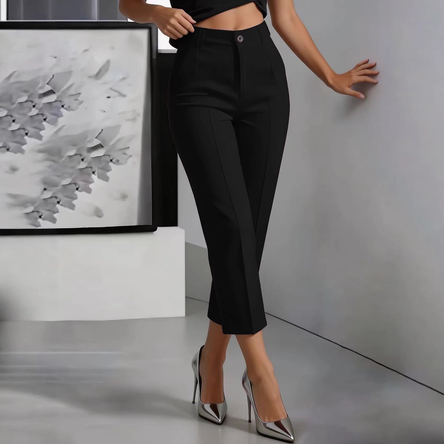 Women's High-Waisted Drapey Straight-Leg Pants NorixaFashion.com