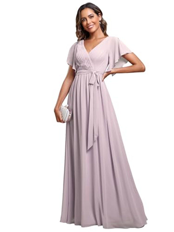 Sexy V-neck Chiffon Dress Women NorixaFashion.com