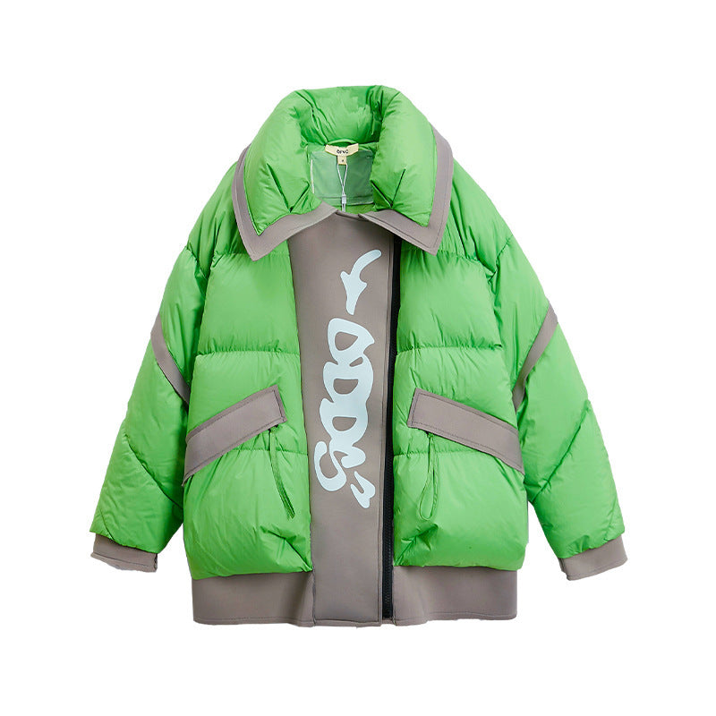 Suit Collar Loose Down Jacket Women White Duck Down Fashion Best YouTube Store