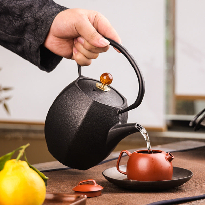 Cast Iron Teapot Bright Enamel Inner Wall Kettle PearlNestDecor.com