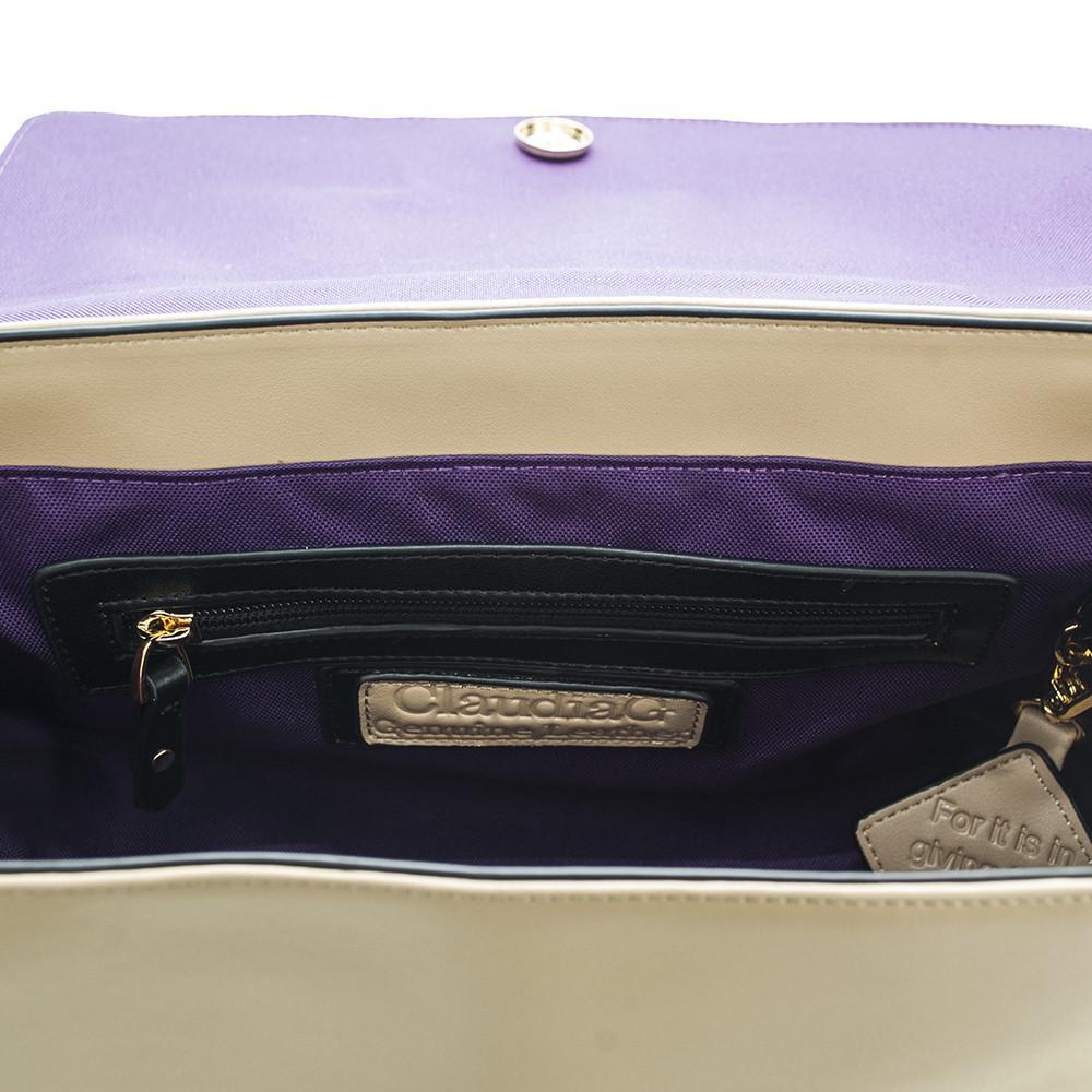 Simonetta Leather Handbag- Midnight Black / Tan LadyShow.Store