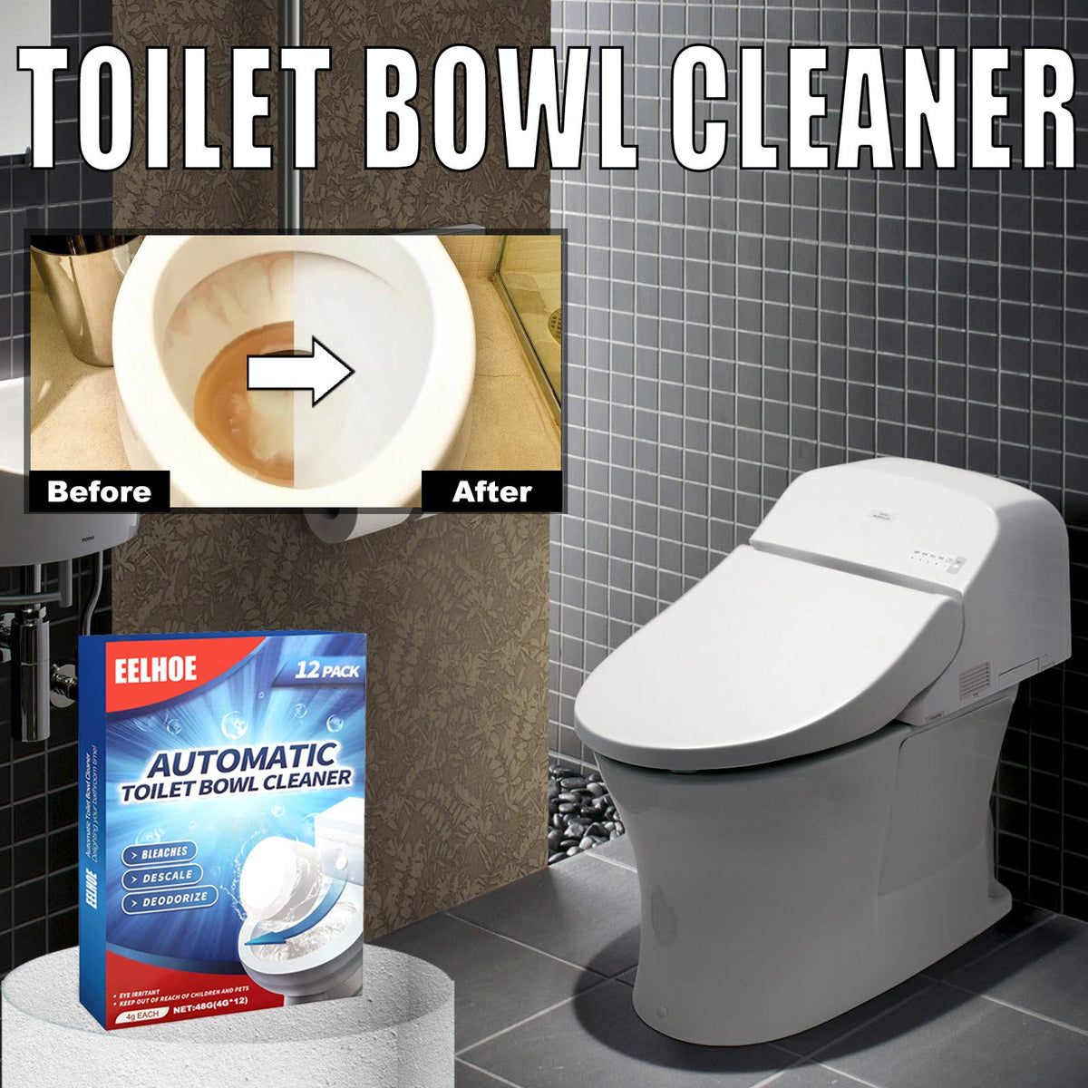 Toilet Cleaning Effervescent Tablets Tri Light Beauty