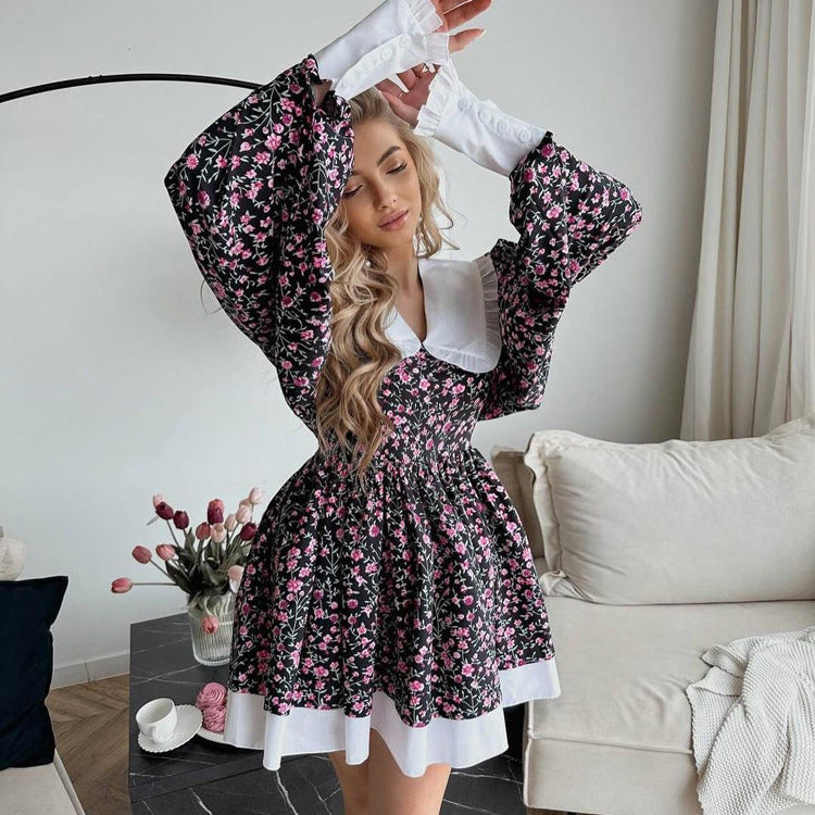 Printed Elegant Short Dress For Women NorixaFashion.com