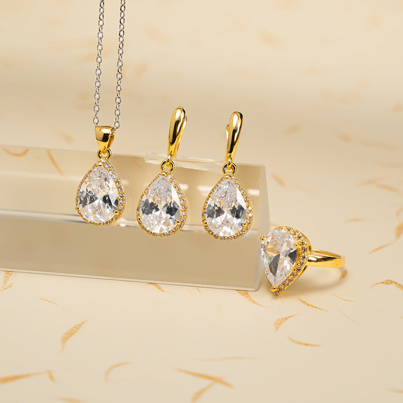 Drop-shaped Zircon Non-fading Ornament Three-piece Set LadyShow.Store