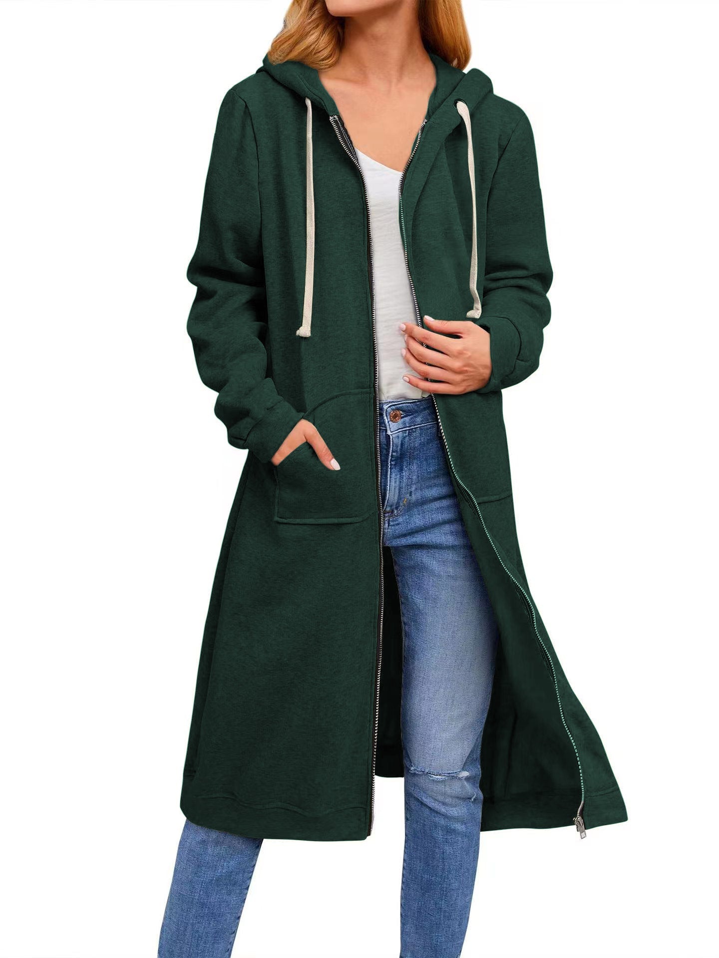 Autumn And Winter Women's Clothing Loose Zip Long Cardigan Jacket LuxuryLifeWay Online Store