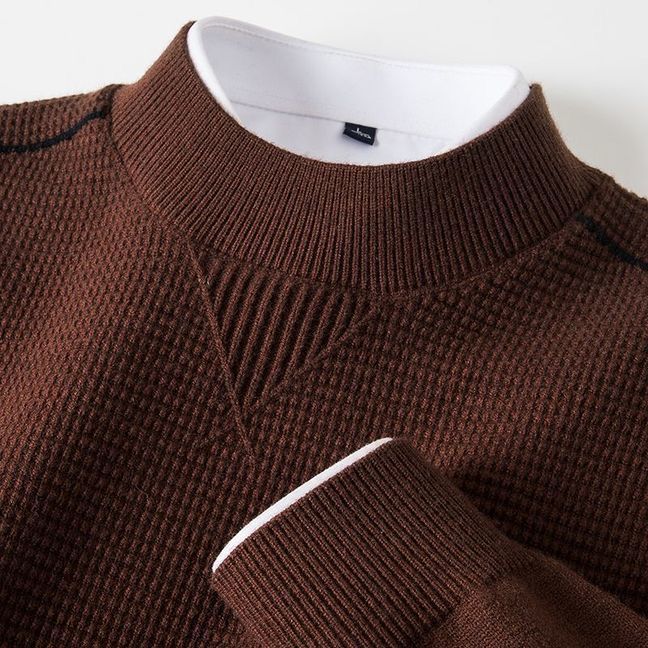 Men's Wavy Patterned Jacket Stand Collar Fashion Sweater LadyShow.Store