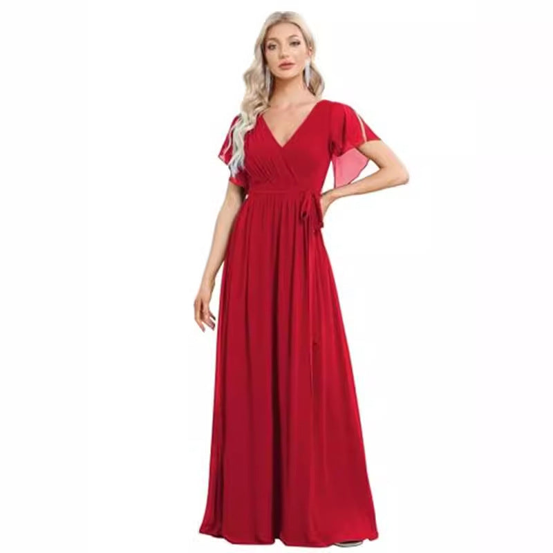Sexy V-neck Chiffon Dress Women NorixaFashion.com