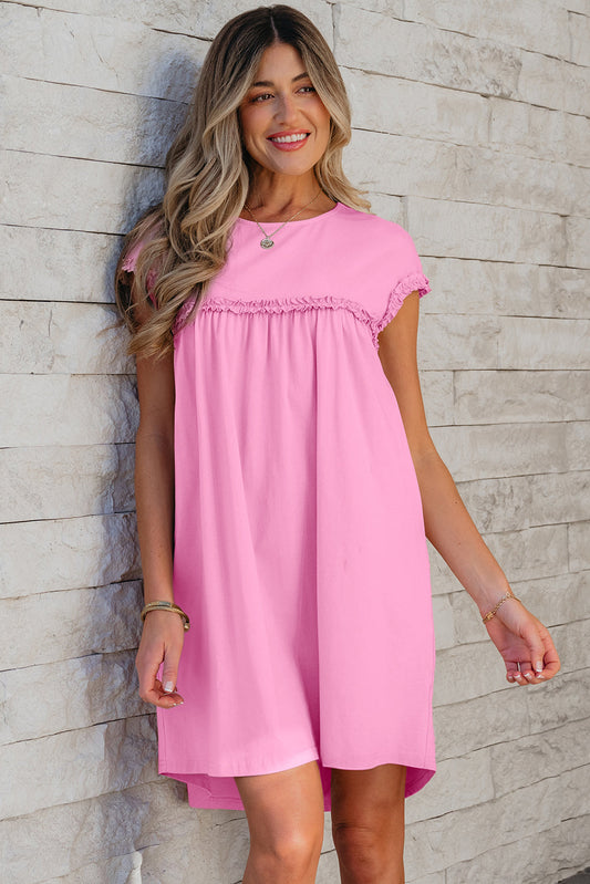 Keily Frilled Trim Loose Fit Mini Dress LuxuryLifeWay Online Store