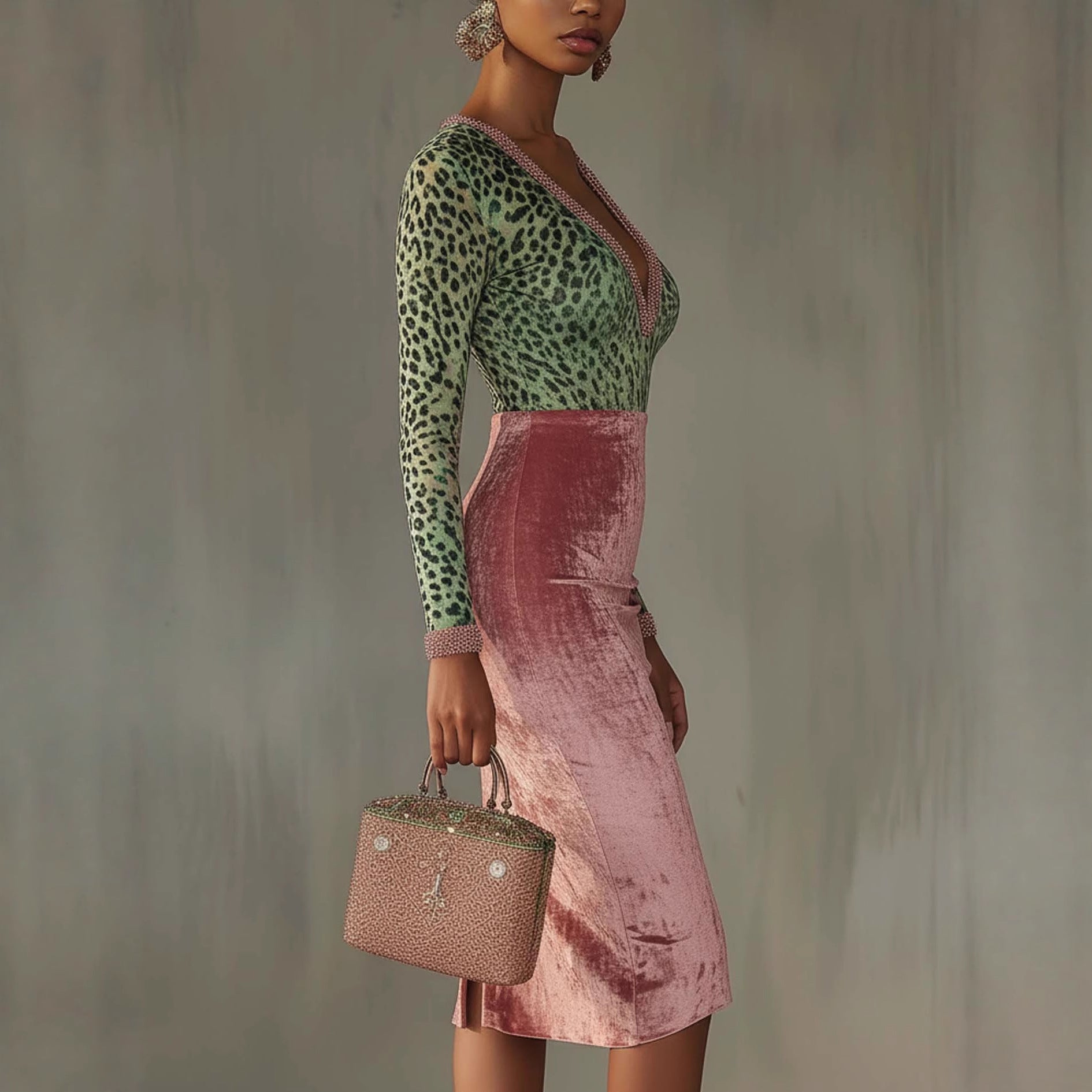 Shiny, Stretchy Velvet Bodycon High-waist Mermaid Skirt LadyShow.Store