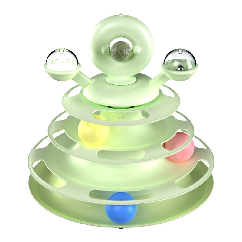 4 Levels Cat Toy Tower Turntable Roller Balls Toys Interactive Intelligence Pets Toys Training Track Puzzle Funny Games Accessories Pet Products Pets Fashion