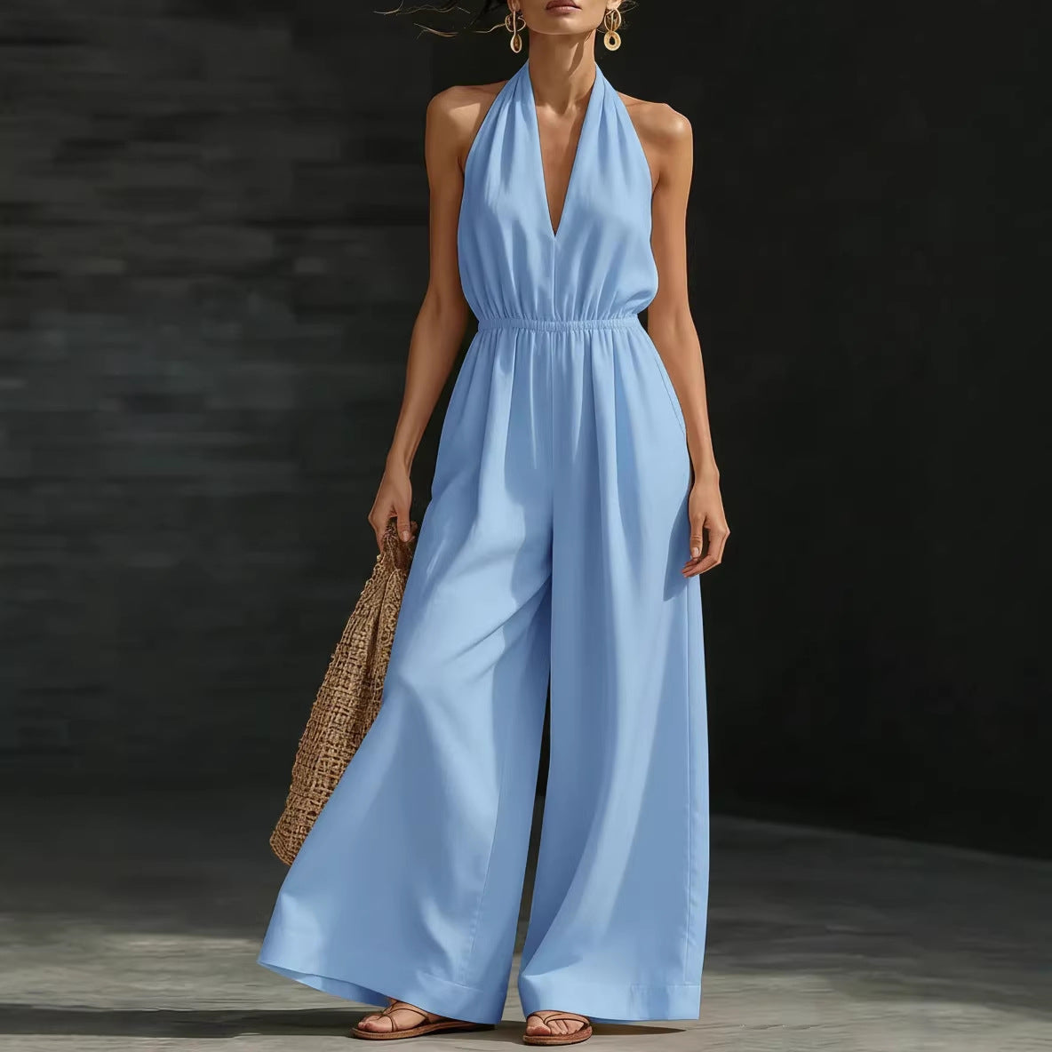 V-neck Halter Neck Jumpsuit For Women LadyShow.Store