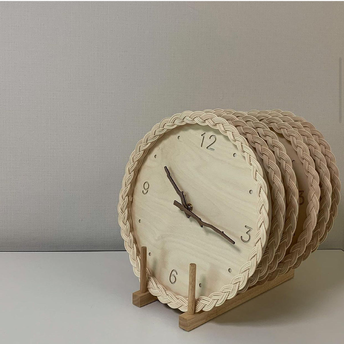 Japanese Fashion Rattan Creative Round Digital Silent Clock Wall Clock PearlNestDecor.com