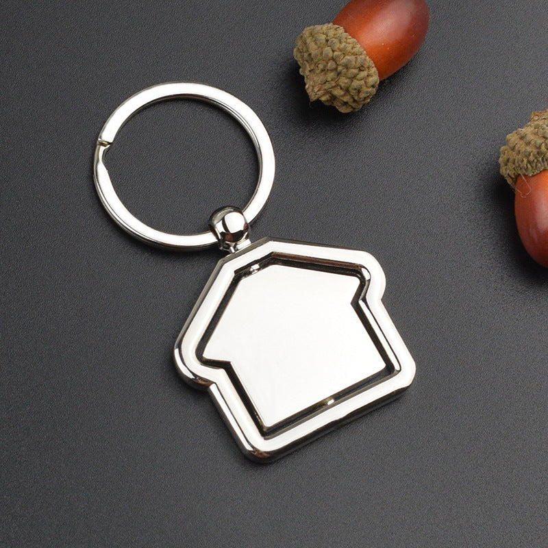 Simple House Rotating Metal Keychains LadyShow.Store