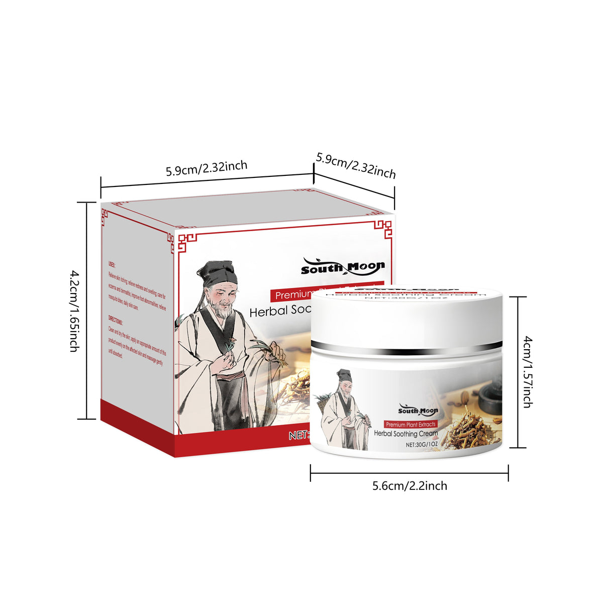 Gentle Ingredient Care Nourishes The Body's Skin, Daily Application Of Care Cream, Herbal Soothing Cream 30g, 1 Box Tri Light Beauty