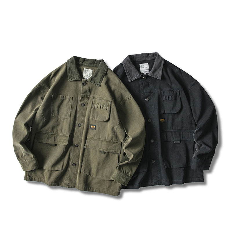 Men's Loose Workwear Jacket with Corduroy Collar Pi-Mart