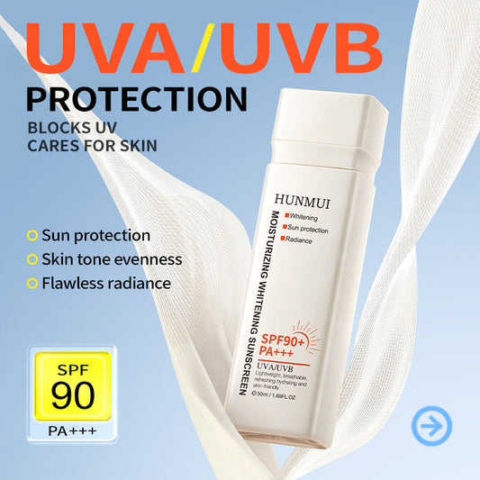 HUNMUI Moisturizing Double Protection Sunscreen 50ml SPF90 PA Innovative Version Tri Light Beauty