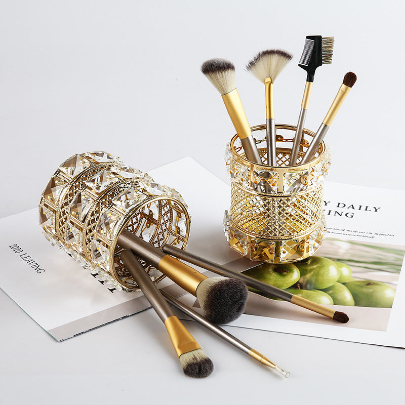 Makeup Brush Organizer - European Style Golden Crystal LadyShow.Store