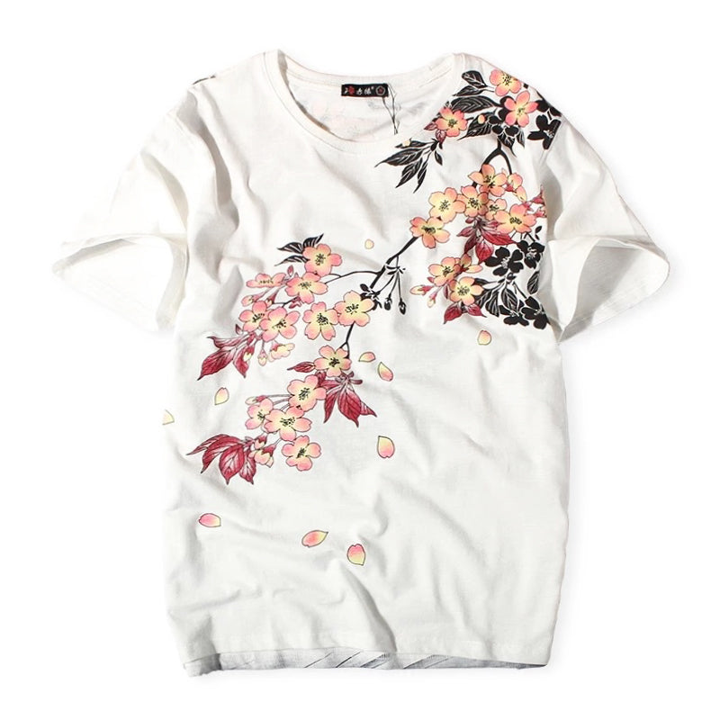 Vintage Japanese Harajuku Floral Carp Men's T-shirt Pi-Mart