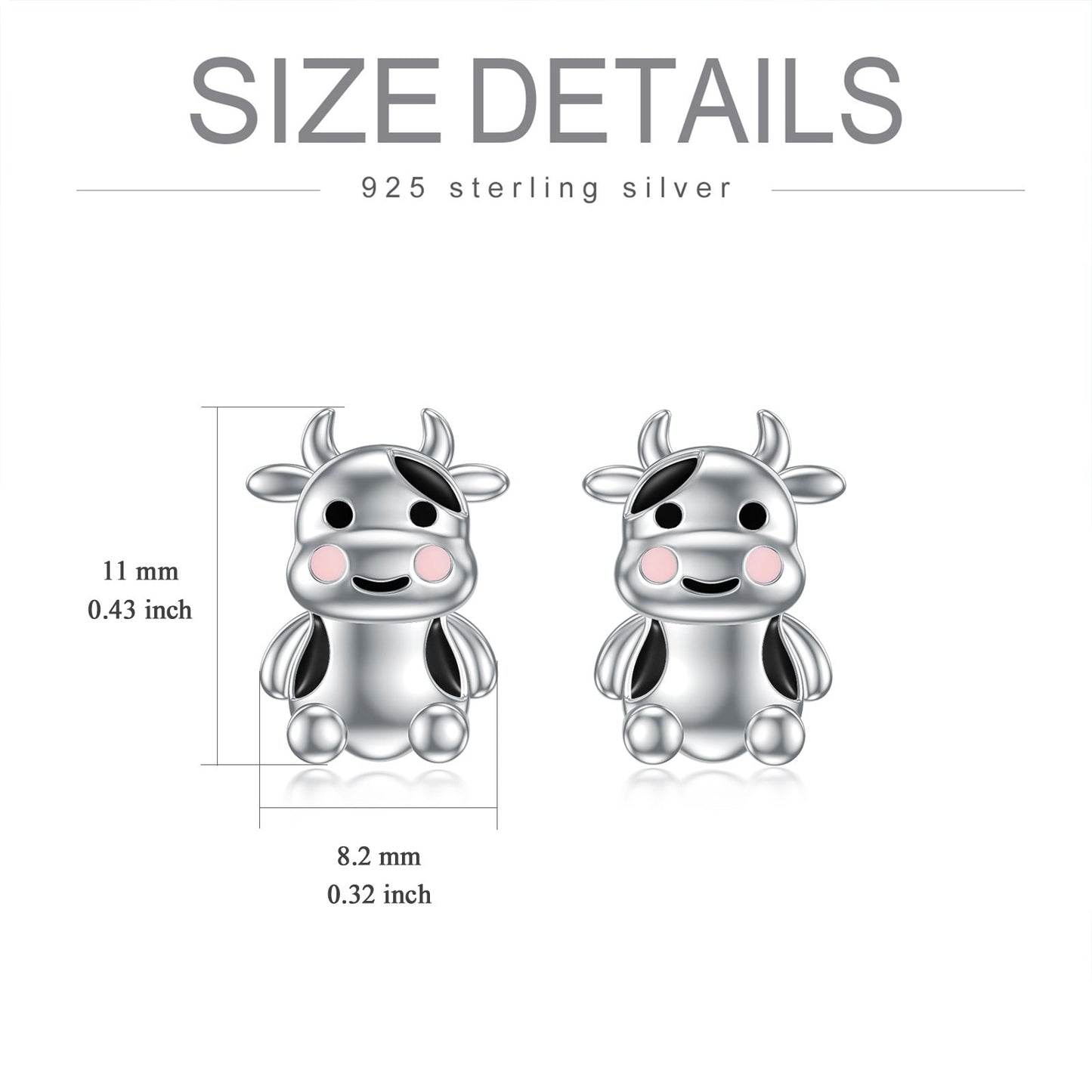 Cow Earrings Sterling Silver Cow Jewelry Animal Stud Earrings Cow Gifts for Women Teens Birthday LadyShow.Store