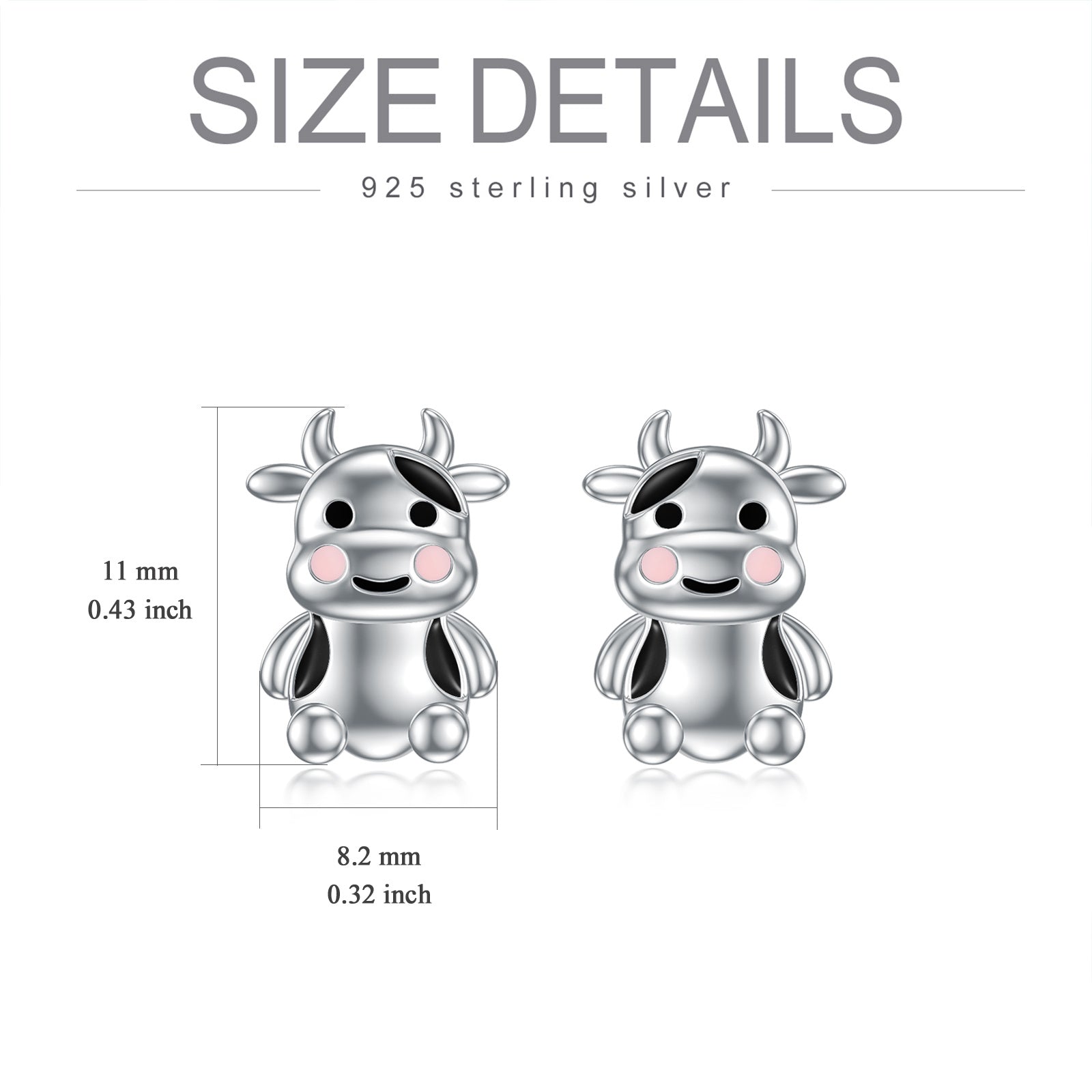 Cow Earrings Sterling Silver Cow Jewelry Animal Stud Earrings Cow Gifts for Women Teens Birthday LadyShow.Store