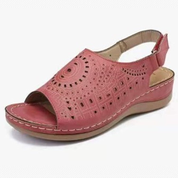 Large Size Hollow Flat Open Toe Fish Mouth Retro European Shoes LadyShow.Store