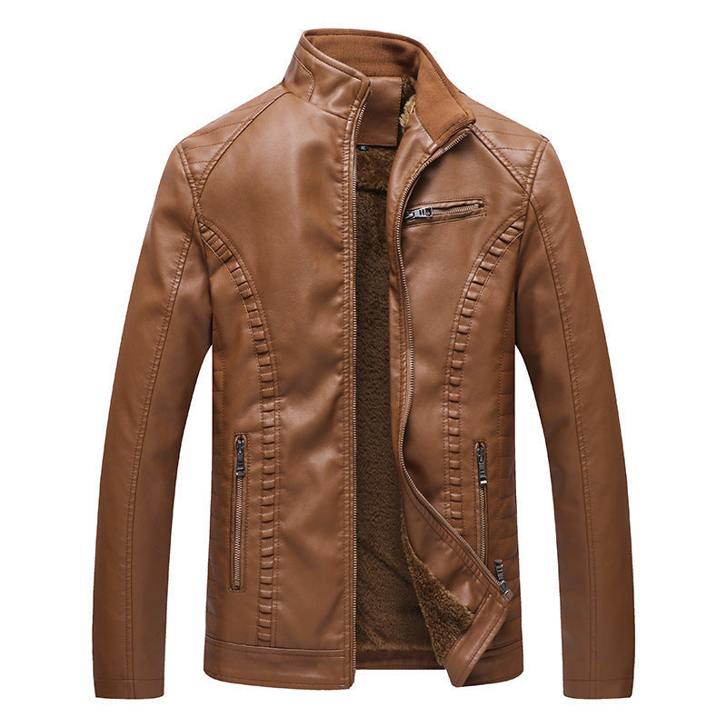 Men's new winter cashmere thick warm leather jacket PU leather jacket LuxuryLifeWay Online Store