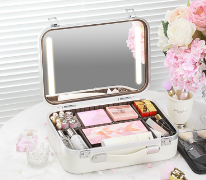 Fashionable Large Capacity Cosmetic Case With Light CJD