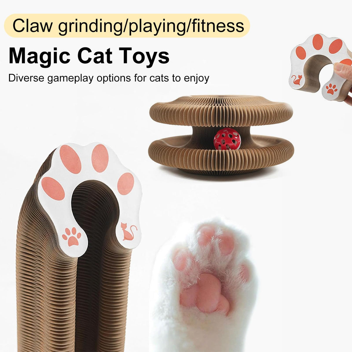 Cat Accordion Cat Toy Kitty Kurlz Cat Toy Ball Scratch Pad Magic Organ Cat Scratching Board Cat Scratcher Pets Fashion