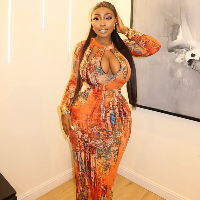 Round-neck Long-sleeve Retro Trendy Dress LadyShow.Store