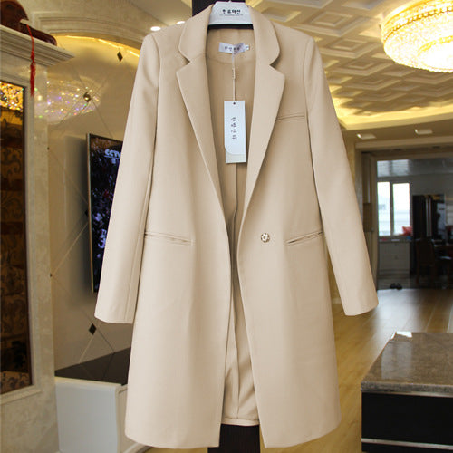 Chic Long Blazer, Slim Fit, Versatile Solid Jacket Pi-Mart