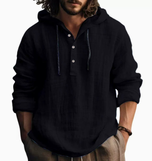 New Wish Cotton Linen Shirt Hooded Sweater Long Sleeve Hooded Casual Daily Clothing NorixaFashion.com