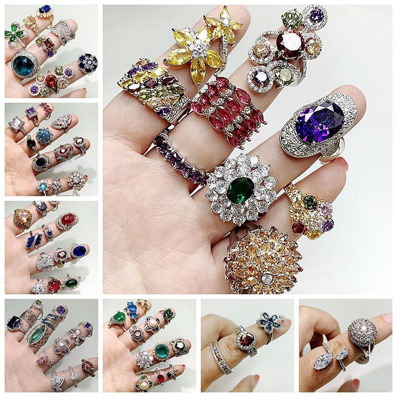 European And American Jewelry Exaggerated Fashion Micro-set Gem Ring