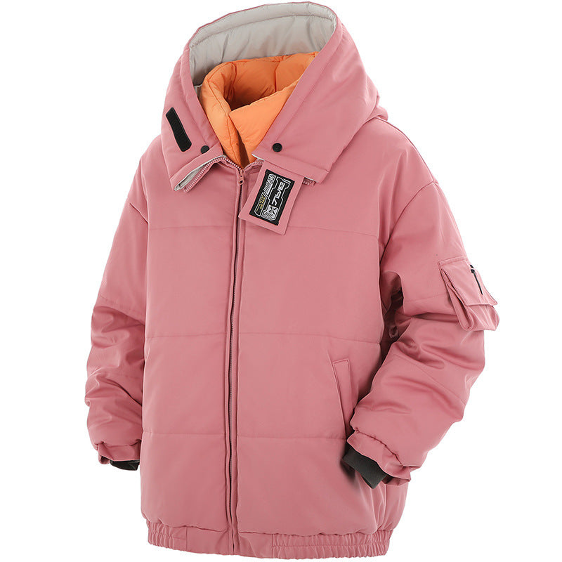 New Fake Two-piece Stand Collar Hooded Cotton Coat Jacket Men Best YouTube Store
