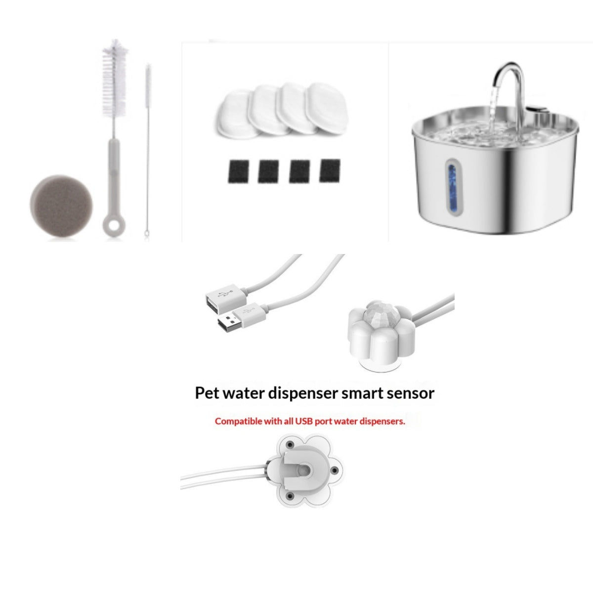 Stainless Steel Smart Pet Water Dispenser Automatic Circulation Large Capacity Pets Fashion