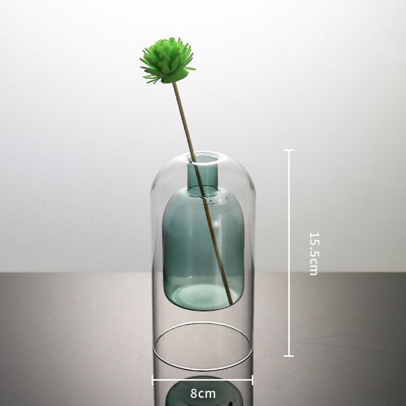 Vases Glass Vase Home Decor Room Decor Modern Wedding Decoration Hydroponic Flower Pot Double Glass Container Crafts Ornament PearlNestDecor.com
