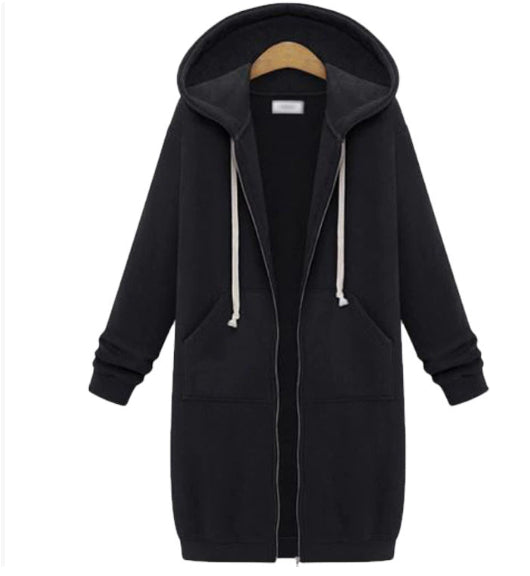 Hooded Long-sleeved Winter Sweater Women's Jacket In A Long Thick Shirt Pi-Mart