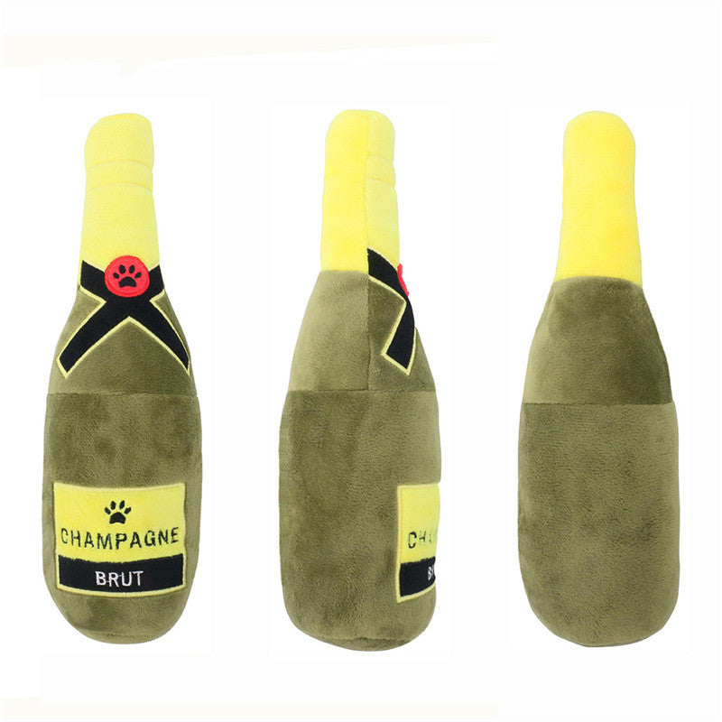 Pet Cats And Dogs Vocal Toys Plush Wine Bottle Chewing Teeth Stick Donut Small Pets Fashion