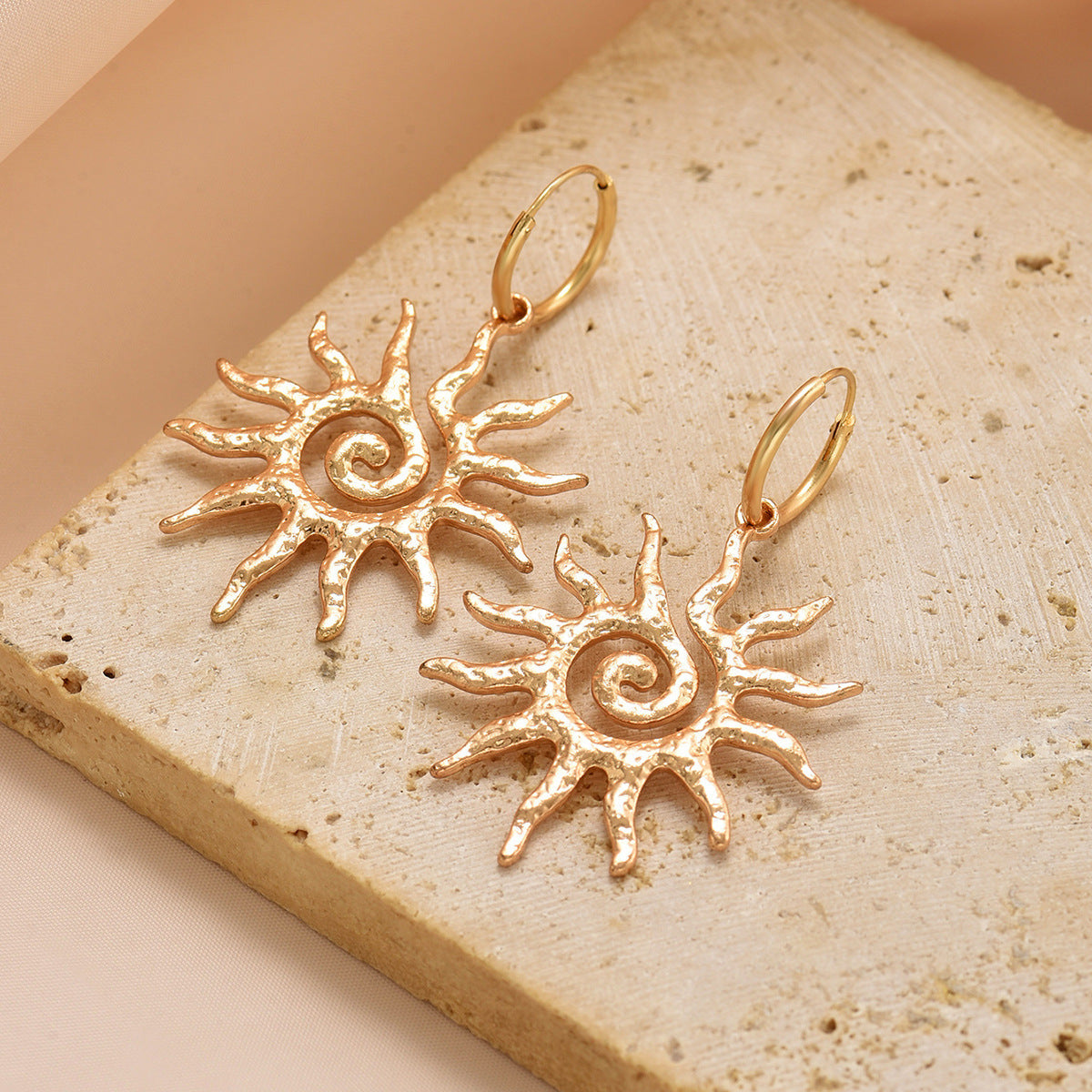 Gold Sun Necklace Hollow Pendant Earrings LadyShow.Store