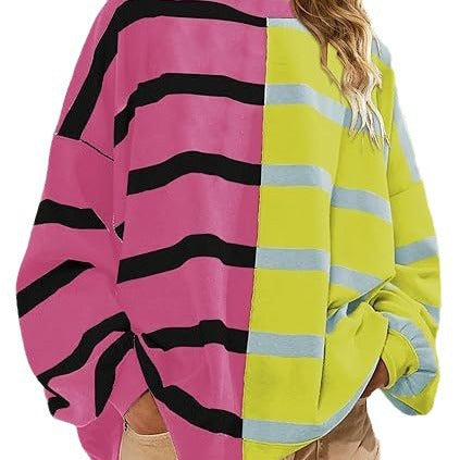 Striped Knitted Long-sleeved Sweater For Women NorixaFashion.com