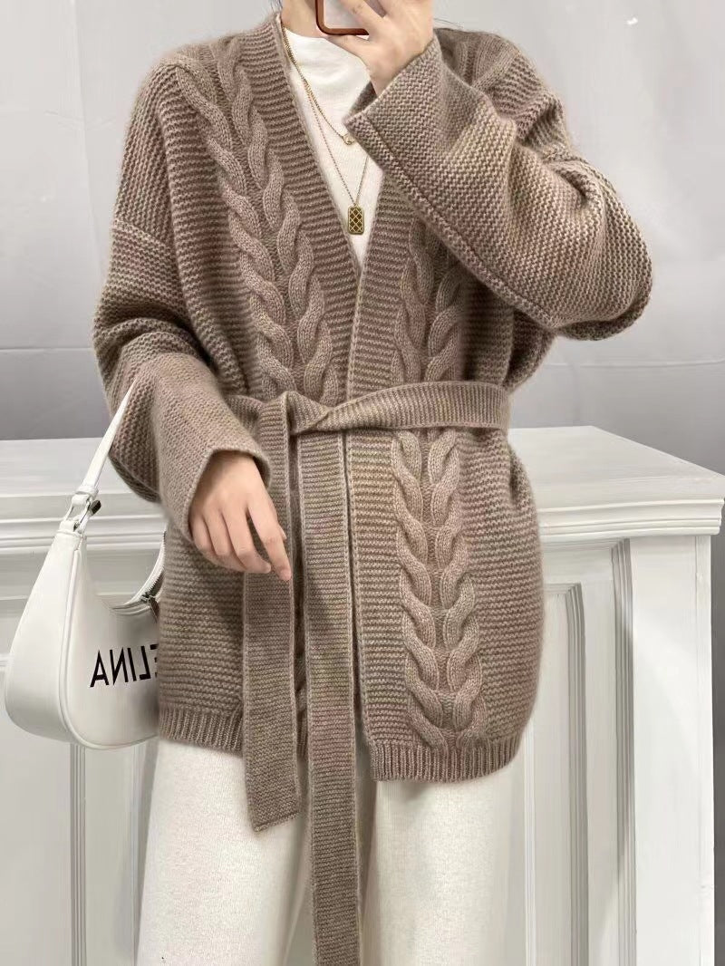 Wool Knit Cardigan For Women Mid-length Autumnwinter Style Best YouTube Store