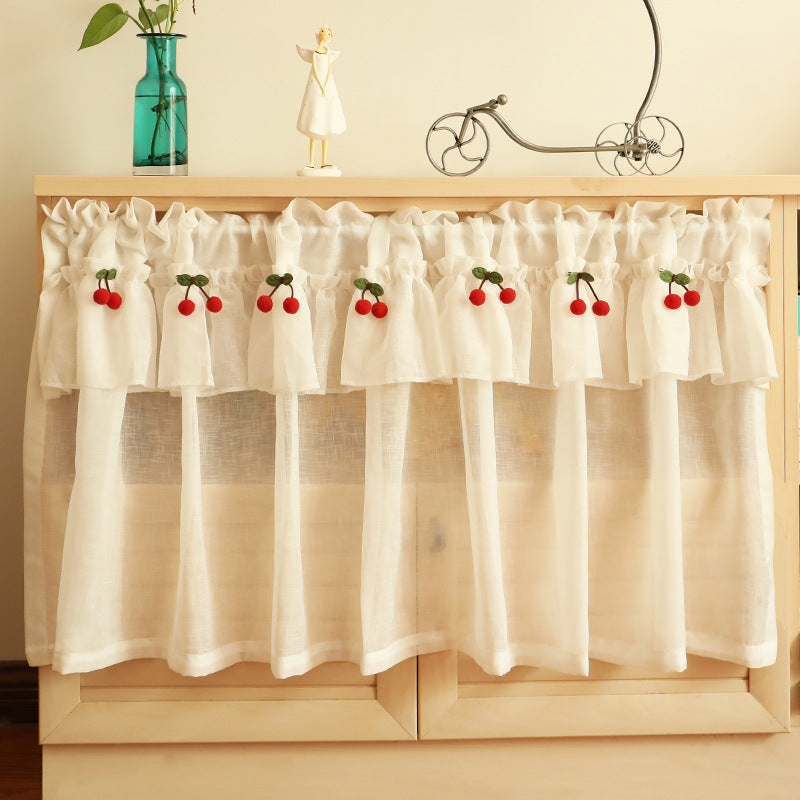 Fresh Linen Short Curtain For Kitchen Small Window PearlNestDecor.com