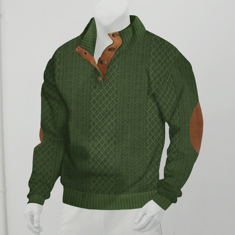 Stand Collar Long Sleeve Jacquard Knitted Pullover Sweater LadyShow.Store