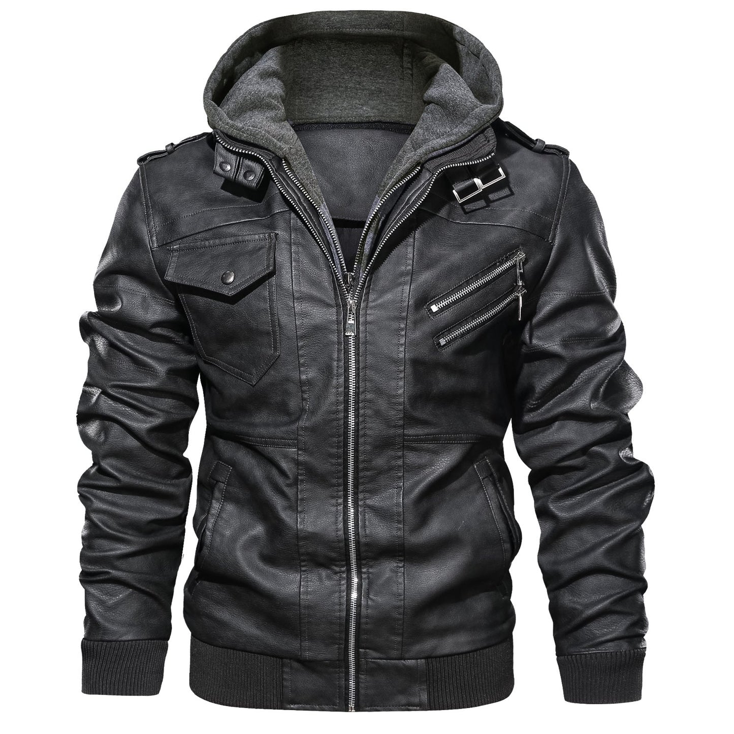 Men's Leather Jackets, Faux Leather Jacket For Men Lapel Zip-Up Slim Fit Coat LuxuryLifeWay Online Store