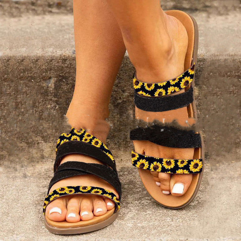 Flat Leopard Print Floral Casual Beach Slippers LadyShow.Store