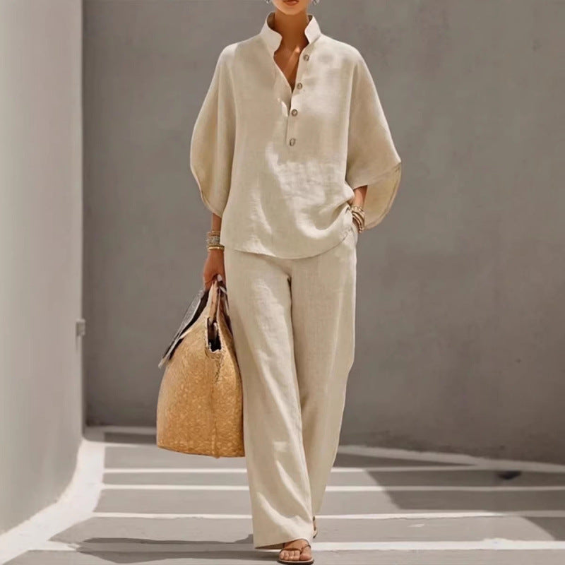 2026 New Women's Autumn Shirt Set Solid Color Leisure Urban Commuter Set NorixaFashion.com