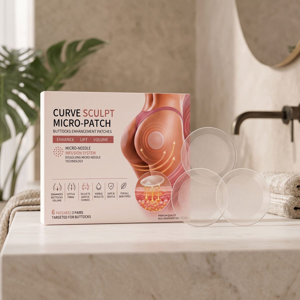 Gentle And Delicate Buttocks, Soft And Moisturizing Care For Buttocks, Skin Friendly Contour, Easy To Absorb Buttocks Skin Tightening Patch 6pcs 1 Box Tri Light Beauty
