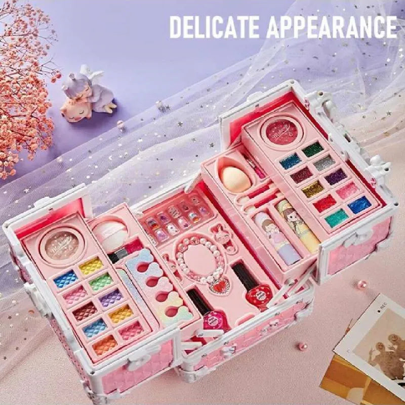 Children's Cosmetics Makeup Set Portable Box Simulation Nail Polish Play House Girl's Birthday Gift LadyShow.Store